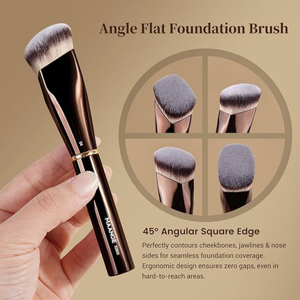 MAANGE Makeup Brushes 16Pcs Professional Foundation Powder Blush Contour Eyeshadows Double-End Makeup Brushes Set with Bag and Gift Box-CoffeeBrown