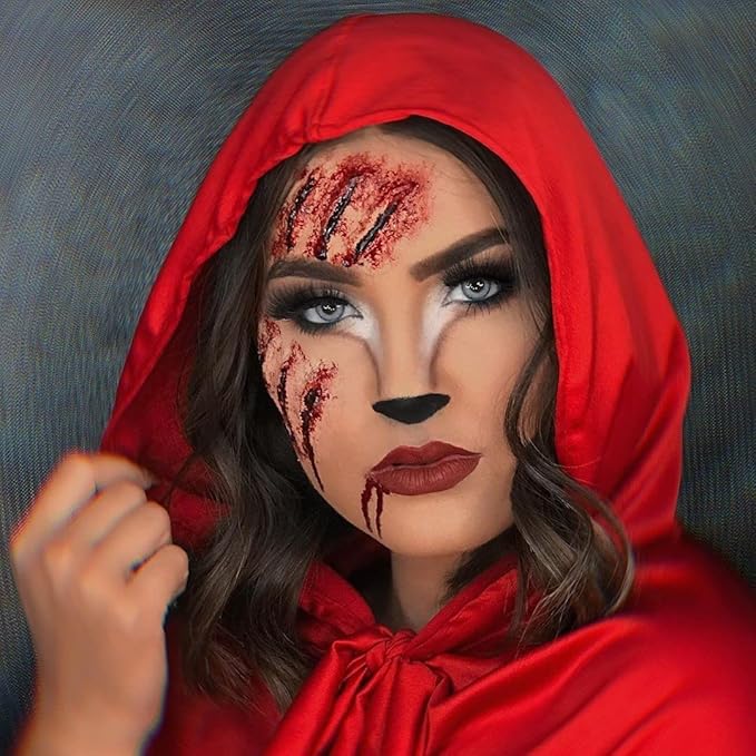 Mysense Liquid Latex Scar Wax SFX Makeup Kit for Fake Scars Wounds Burns Clown Zombie With 6 Color Wheel Face Body Paint Stage Blood Coagulated Blood Gel and Spatula Sponges Q-tips