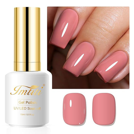 Imtiti Pink Gel Nail Polish, Mauve Pink Color UV/LED Soak Off Gel Polish for Spring Summer DIY Nail Art Manicure at Home 1Pcs,15ml