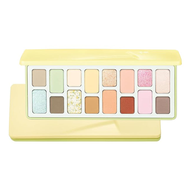 16-Color Eyeshadow Palette Lime Cream Edition - Crease-Proof & Blendable,Pastel Spring Tones with Multi-Texture Shimmers for Daily Wear, Dating (#14Flipped)