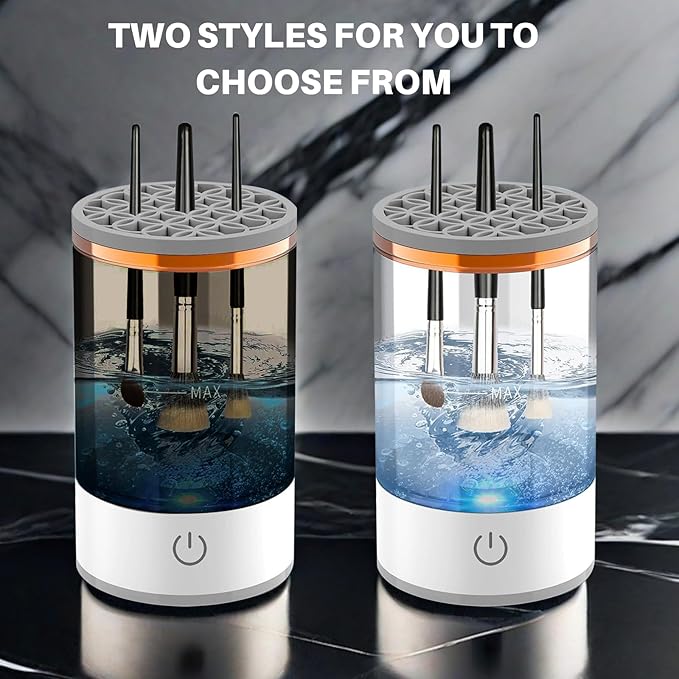 Electric Makeup Brush Cleaner Machine, Quick Efficient Deep Cleaning Makeup Brush, Automatic Spinning Cosmetic Brush Cleaner All Types of Brushes Portable Compact Design for Travel Home Use