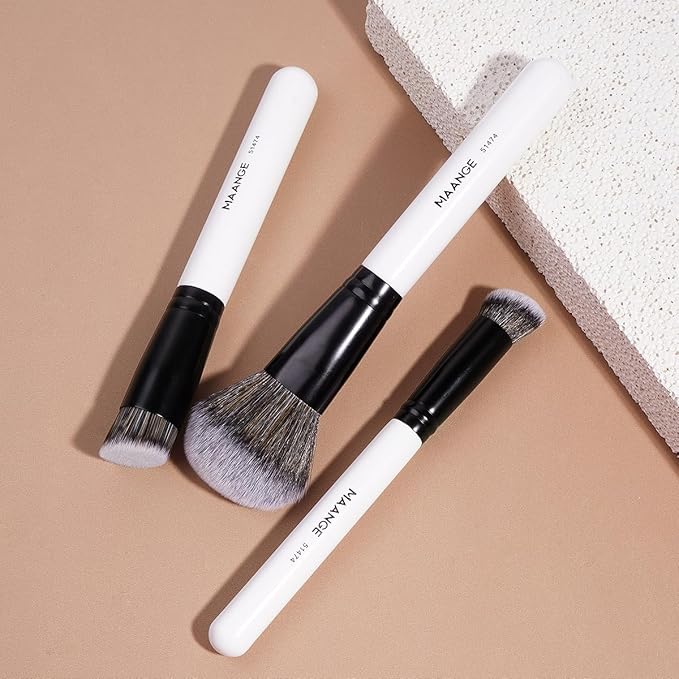 MAANGE 3 PCS Foundation Contour Conceal Brush Set, Makeup Brushes, Women‘s Blending Brushes, Professional Face Brush Set Tools, for Blending Setting Buffing with Liquid, Cream and Powder Cosmetic