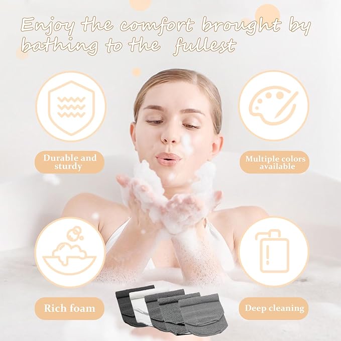 10 Pack Exfoliating Washcloth Back Scrubber for Shower, Back Washer Scrub Exfoliator with Handles for Men Women, Stretchable Body Loofah Washcloth Bath Towels, Shower Accessories (5 Colors)