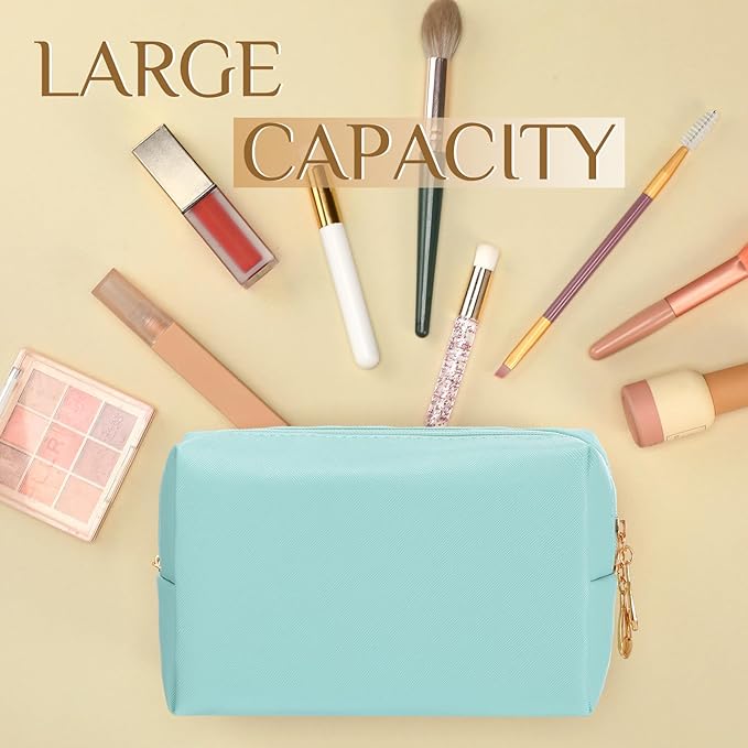 Cunno 50 Pcs Makeup Bag Bulk PU Leather DIY Cosmetic Plain Preppy Makeup Pouch Portable Waterproof Toiletry Bags for Women Travel Pencil Case Cosmetic Organizer (Multicolor)