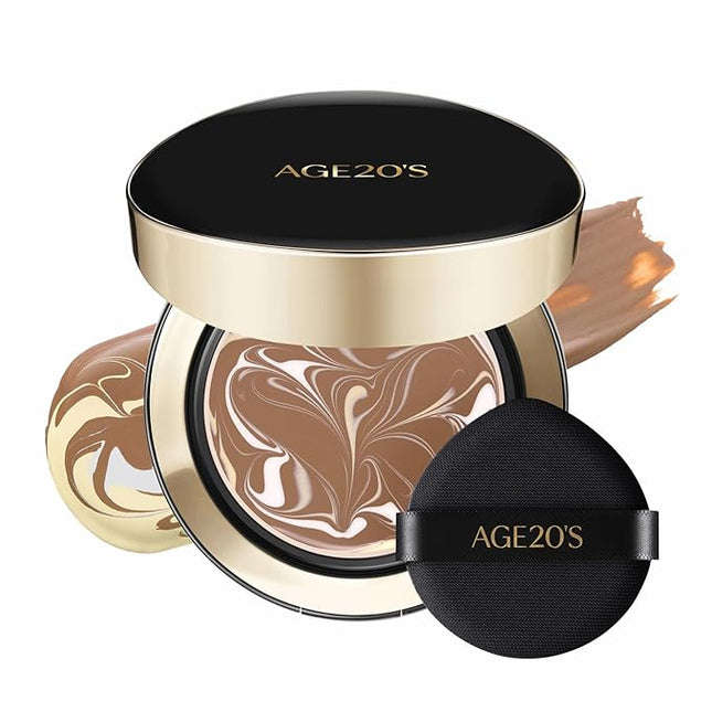 [Vegan] AGE20'S Signature Essence Pact | Pack of 1 | 33N HAZELNUT | Korean Cushion Foundation | Cream Foundation, Dewy & Glow Finish, Natural Coverage, SPF 50+