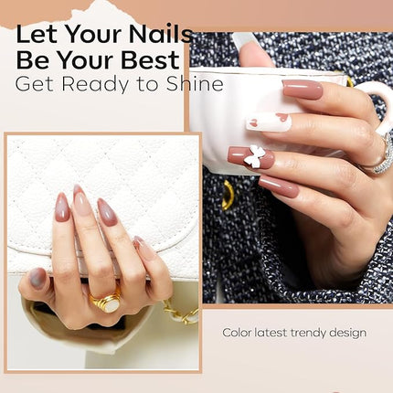 modelones Nude Brown Nail Polish, 15 ml Quick Dry Neutral Nail Lacquer Strengthener Long Last Shine Fingernail Toe Nail Art DIY Home Travel Manicure Gift for Women Girls 0.5 Fl Oz