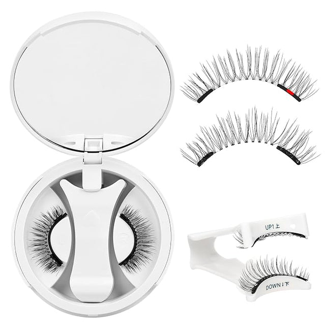 QUEWEL Magnetic-Eyelashes with Applicator, Portable Magnetic Eyelashes Natural Look, Upgrade 2 Magnet False Eyelashes More Easy to Wear, Easy to Use and Remove (Magnetics NZH-G)