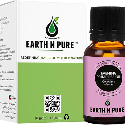 EARTH N PURE Evening Primrose Oil for Skin, Hair and Nails Care | Cold Pressed | 15 ML