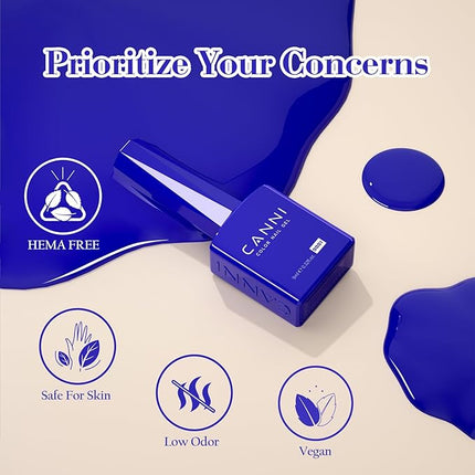 CANNI Gel Nail Polish Set – 6 Classic Colors (White, Pink, Blue, Red, Green, Black), HEMA-Free, Soak-Off UV LED Gel, Long Lasting for DIY Manicure & Nail Art at Home or Salon