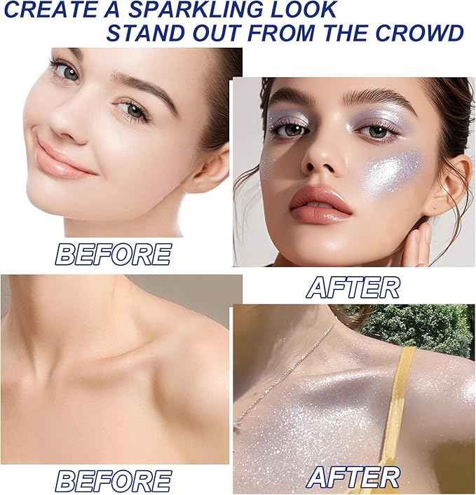 Hair and Body Glitter Spray, 1PC Sparkling Blue Hair Glitter Extra Fine Face Shimmer Powder for Clothes, Festival Loose Sparkle Powder for Rave Clothes Nail Art Easter Halloween Crafts (Blue)