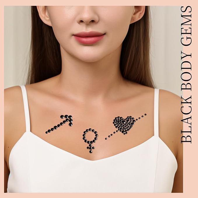 Teenitor Red and Black Face Gems Black Face Rhinestone Makeup Festival Face Jewels Red Stick On Gems, Self-Adhesive Rhinestone Set for Halloween Makeup