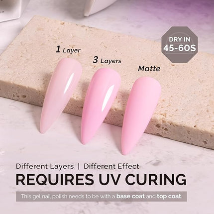 MelodySusie 0.5fl oz Sakura Pink Gel Nail Polish, Nails Soak Off UV LED Bright Pink Gel Polish Gift for Women Nail Art Manicure Salon DIY Nail Design Decoration at Home-A2604