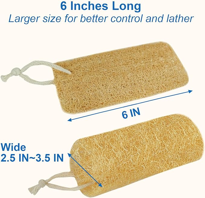 Natural Loofah Sponge (4 Packs), 6“ Natural Loofah Exfoliating Body Scrubber Egyptian Loofa Eco 100% All Natural luffa Cleaning for Men Women Deep Clean Skin