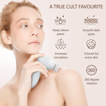 Facial Cleansing Brush Face Scrubber Exfoliating Cleaning Skin Care Cleanser Wash Women Girls Electric Beauty Powered Exfoliator Skincare Spin Tools Scrub Washer Self Care by VISOFO (Pearl)