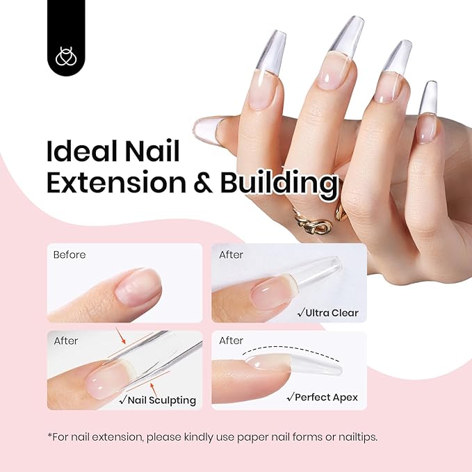 Beetles Low Heat Hard Gel Kit,Mint Sheer 2 Pcs 9 in 1 Nail Extension Sculpting Apex Building for Salon Professionals,Clear Builder Nail Gel,Fall Nails,UV & LED Lamp Needed