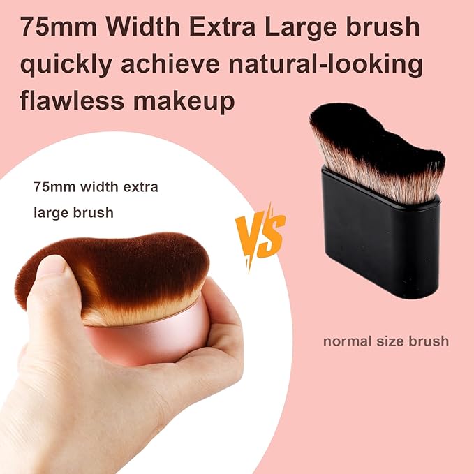 Extra Large Body Makeup Brush for Self Tanner,75mm Wide-headed Body Coverage Applicator for Tattoo Cover up Makeup, Oval Face Leg Makeup &Body Bronzer Brush,Kabuki Blending Brush for Tanning Lotion