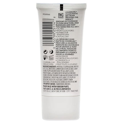 COVERGIRL - Clean Matte BB Cream, Oil-Free, Long-Lasting, Sensitive Skin, Lightweight, 100% Cruelty-Free