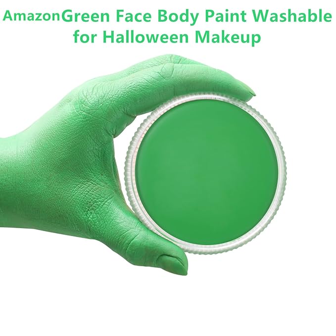 Go Ho Amazon Green Face Paint Washable for Halloween Makeup,Creamy to Gel Water Based Green Body Paint Full Coverage for Adults Children Cosplay SFX Costumes Festivals Makeup,25g