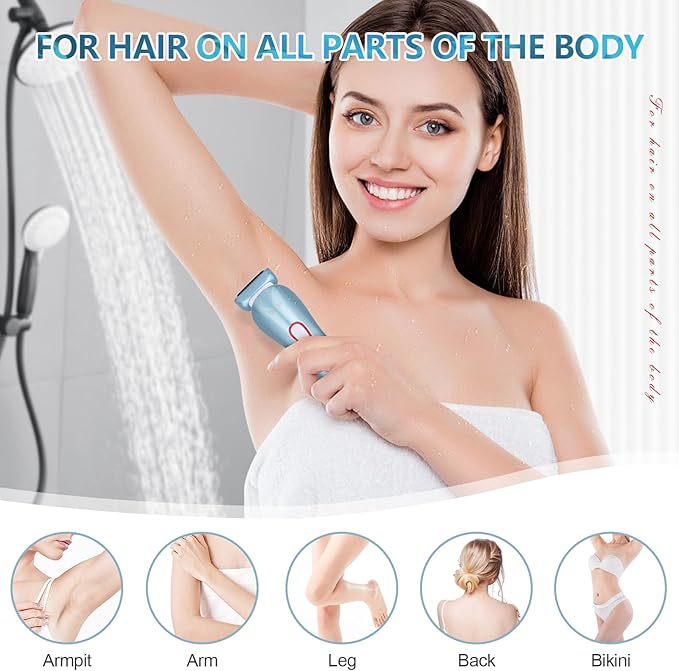 Electric Shaver for Women Electric Razor for Women Bikini Legs Underarm Public Hairs Rechargeable Trimmer with Detachable Head Cordless Wet Dry Use