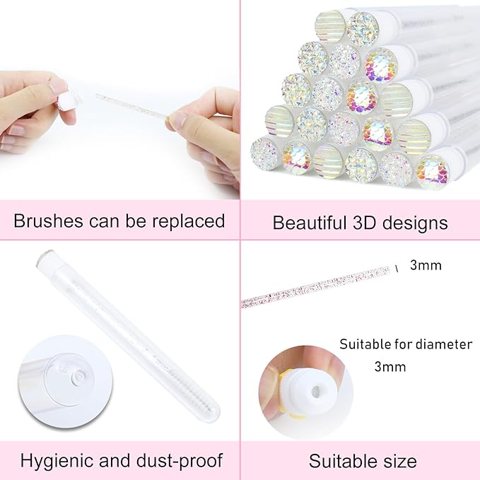 20 Sets Mascara Wand Tube Diamond Eyelash Spoolies Mascara Brushes Lash Brush Makeup Tool Applicator Eyelash Brush Tubes Makeup Brush (4C-Silver)