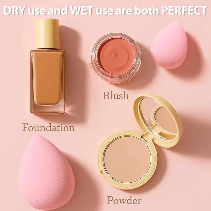 Makeup Sponge Set Foonbe Blender Sponges 7 Pcs for Liquid, Cream, and Powder, Latex Free, Multi colored Beauty Sponges with 1 Mini Sponge, Vegan & Cruelty-Free