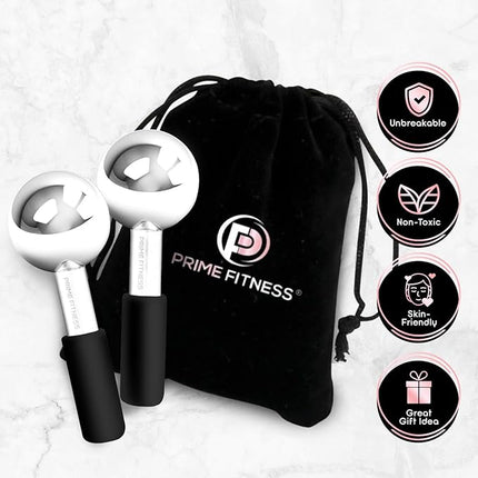 Ice Globes for Facials | Unbreakable Steel Cooling Roller | Cryo Sticks for Face | Massager for Face Neck & Eyes | Skin Care for Dark Circles, Puffiness, Wrinkles, Collagen Production (Black)