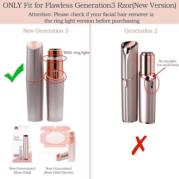 Finishing Touch Flawless Facial Hair Remover, Generation 3 Replacement Heads with 18 Karat Gold-Plated Head, 3 Pack