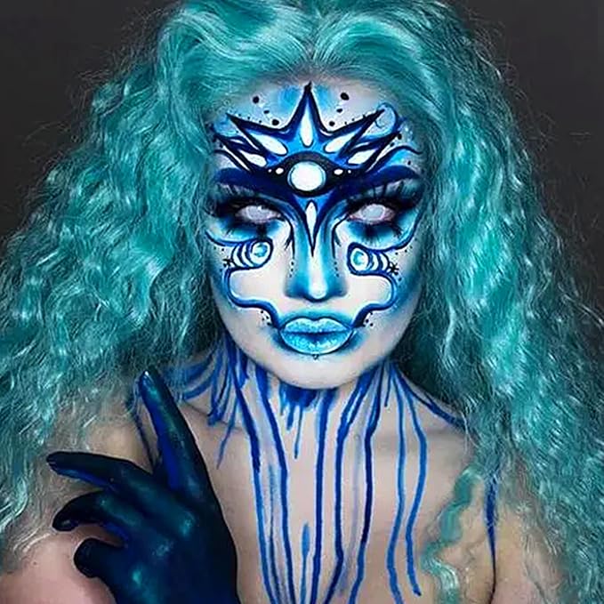 MEICOLY Cream Royal Blue Face Body Paint,2.37Oz Large Tube Water Based Full Body Paint for Adult and Kid,Single Tube Dark Blue Face Paint for Smurf Mystique Cosplay Avatar Makeup,Halloween SFX Makeup