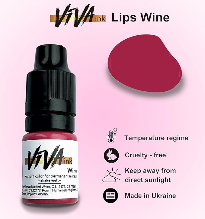 Lip Pigment – Wine – Permanent Lip Makeup – Microblading Ink for Durable and Colorful Lips – Long Lasting Color Lip Cosmetics (0.2 oz)