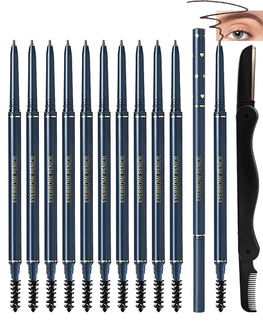 Eyebrow Pencils for Women, 2Pcs Brown Ultra-Fine Eye Brow Pencil Set,Easy to Color,Long-Lasting Waterproof Eyebrow Tint Pen Kit for Define Shape and Fill Brow,Thanksgiving Eye Makeup Gift for Girl-03