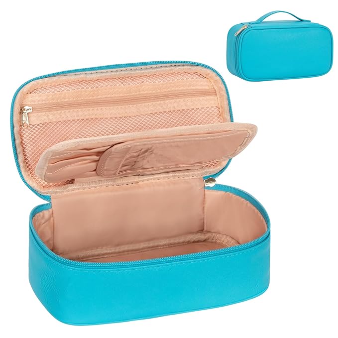 OCHEAL Small Makeup Bag,Portable Cute Travel Makeup Bag for Women and Girls Makeup Brush Organizer cosmetics Pouch Bags-Dark Blue