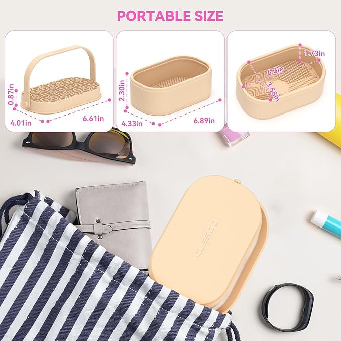 Makeup Brush Cleaner Mat 3 in 1 Makeup Brush Holder Silicone Makeup Brush Drying Rack Make Up Brush Cleaning Bowl Make Up Brush Cleaner Pad Cosmetic Storage Box Cleaning Tool for Sponge Powder Puff