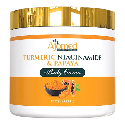 Turmeric body cream– Handmade Niacinamide papaya Turmeric Moisturizer lotion for Dark Spots, Hyperpigmentation, Acne Scars, Evens Tone- turmeric skincare -All Skin Types 8oz (CREAM)