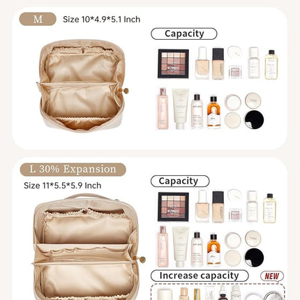 EACHY Travel Makeup Bag,Large Capacity Cosmetic Bags for Women,Waterproof Portable Pouch Open Flat Toiletry Bag Pattern Makeup Bag