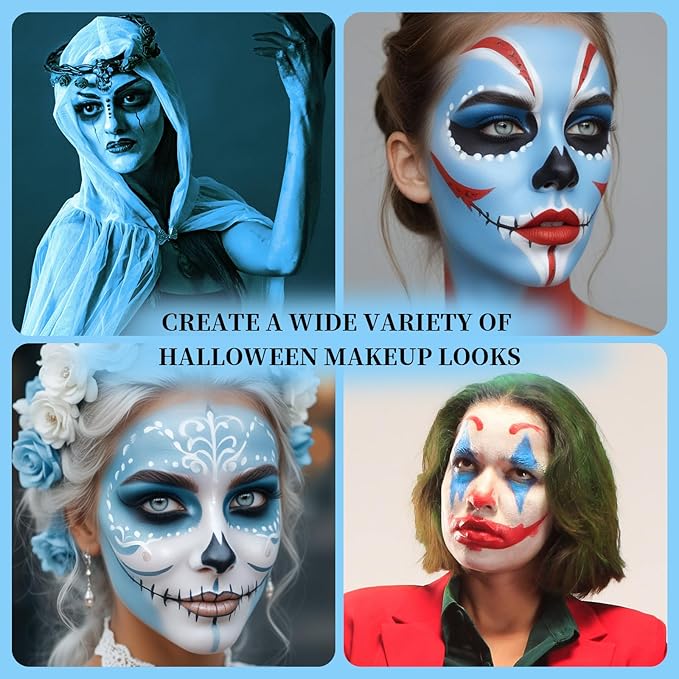 Light Blue Face Body Painting Stick, Professional Light Blue Full-coverage Cream Face Paint for Halloween SFX Cosplay Makeup, Washable Eye Body Stick for Adult Costume Party