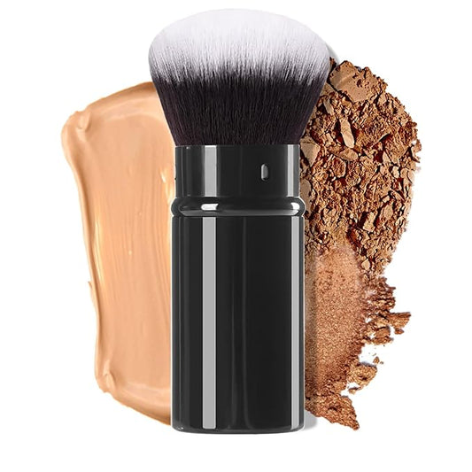 Retractable Makeup Brush,Travel Kabuki Powder Makeup Brush Face Blush Brushes for Blending Liquid, Foundation, Blush, Bronzer, Buffing, Sunscreen,Flawless Cosmetics