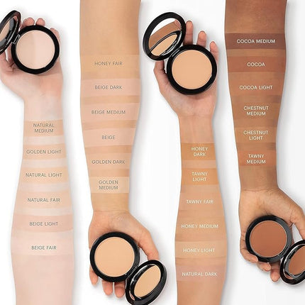 Glo Skin Beauty Pressed Base Powder Foundation Makeup (Beige Light) - Flawless Coverage for a Radiant Natural, Second-Skin Finish