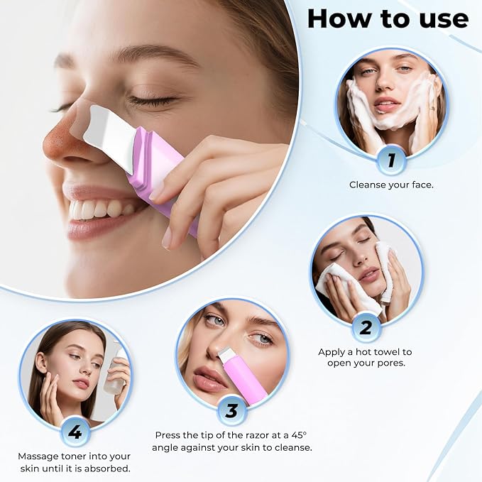 Blackhead Remover Tool Face Scrubber: PETYDOOT Double-Headed Face Spatula Skin Scrubber, Nose Pore Cleaner Blackhead Remover for Facial Deep Cleansing Skin Care Tool for Men & Women (Pink)