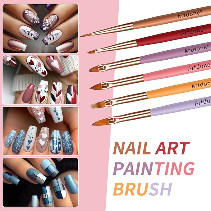 Artdone Nail Dotting Tools Double-ended Nail Art Brushes Kit Nail Art Gel Polish Liner Brushes Design Pen For Nail Drawing And Nail Paint Brushes Small Detail Brushes.