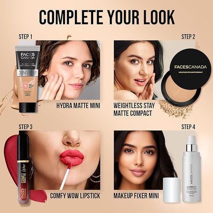 FACESCANADA Weightless Matte Finish Compact Powder - Natural | Non Oily Pressed Powder | Easy Blendable & Lightweight | Sun Protection with Vitamin E | 0.32 Oz/9g