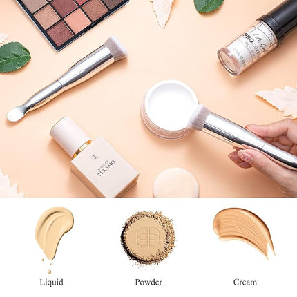 Flat Top Kabuki Foundation Brush TEXAMO Spoon Dual-ended Angled Foundation Makeup Brush Concealer Brush Premium Face Brush, Blending Powder Cream Buffing Stippling