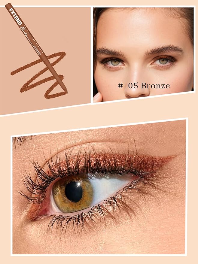 Bronze Gel Glitter Eyeliner Pencil, Metallic Waterproof Smudge-Proof Creamy Retractable Smooth Eye Liner pencil, Hypoallergenic Long Lasting Eyeliner Brightener Pen Crayon Eye Makeup Gift for Women#05