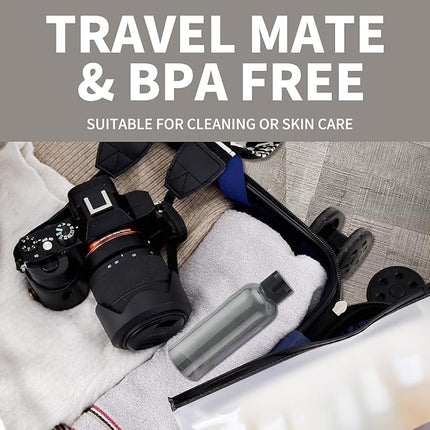 LISAPACK 3.4 oz Travel Bottles for Toiletries, Plastic Travel Size Containers for Shampoo Conditioner TSA Approved, Empty Small Squeeze for Lotion, Leak Proof Mini Liquid Tube for Refillable Black