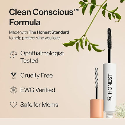 Honest Beauty 2-in-1 Extreme Length Clean Mascara, Lash Primer, Lengthening, Volumizing, Cruelty-Free, Safe for Sensitive Eyes, Black, .27 fl oz