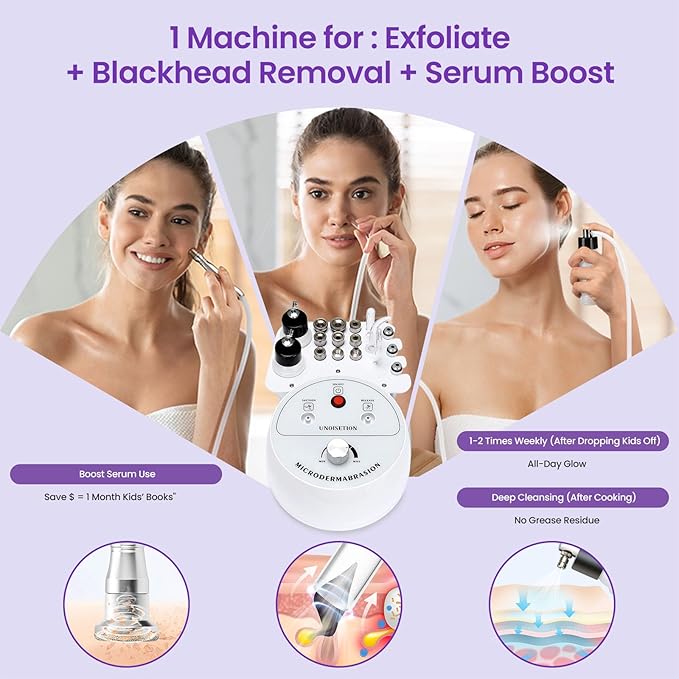 Diamond Microdermabrasion Machine Professional, 3 in 1 Dermabrasion Facial Peeling Skin Care Device for Salon Personal Home Use