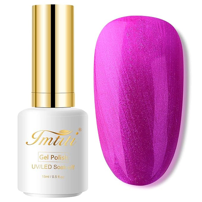 Imtiti Pearl Gel Nail Polish, 0.5 Fl.oz Violet Pink Color Soak Off UV LED Long-Lasting Gel Polish Nail Art Starter Manicure Salon DIY at Home 1Pcs