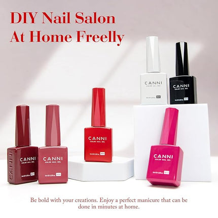 CANNI Gel Nail Polish Set – 6 Classic Colors (Black, White, Red, Pink, Mauve, Berry), 9ML Soak Off UV LED HEMA-Free Gel for Long-Lasting DIY or Salon Nail Art