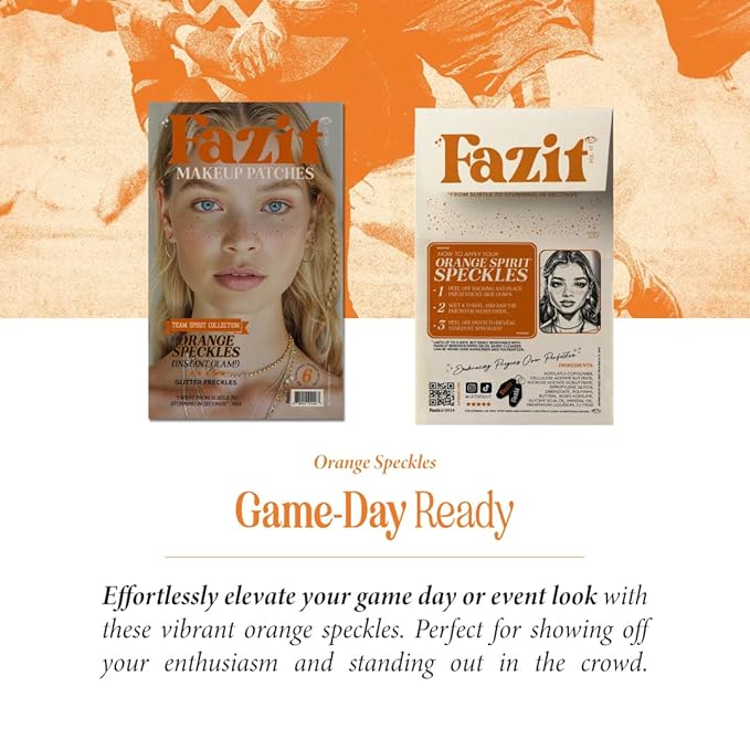 Fazit Makeup Patches - Orange Speckles - Waterproof - Temporary Face Patches for Women - 6 Count