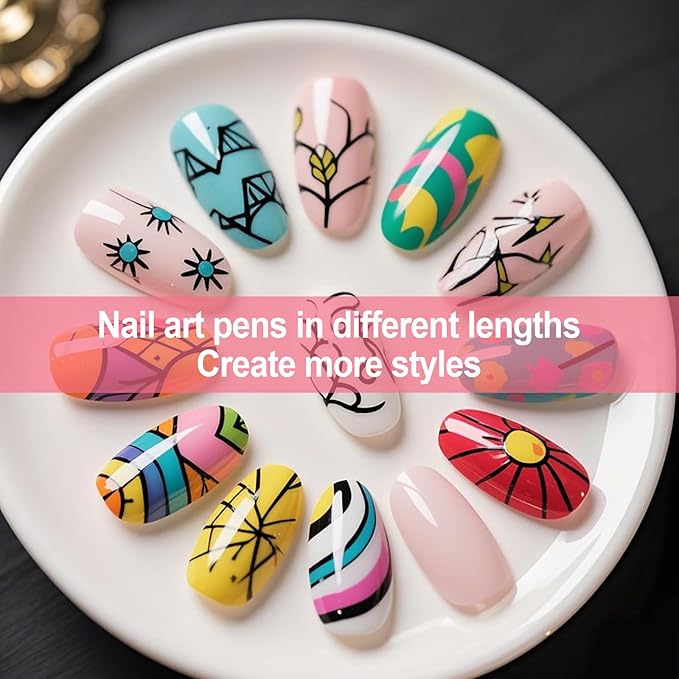 Artdone Wood Grain Nail Art Pens, Liner Brushes Set, 5PCS Brown Color Nail Tools For Long Lines, Thin Details, Fine Drawing, Liner Brush UV Gel Polish Painting Nail Design Sizes 5/12/13/20/25mm