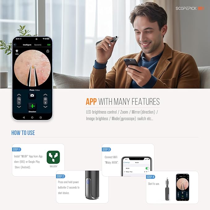 Blackhead Removal Tweezer with 1080p Camera, Ultimate Precision: Blackhead Removal with Camera - Perfect for Delicate Tasks! - - Eyebrow Tweezer, Pull White Hair (White)